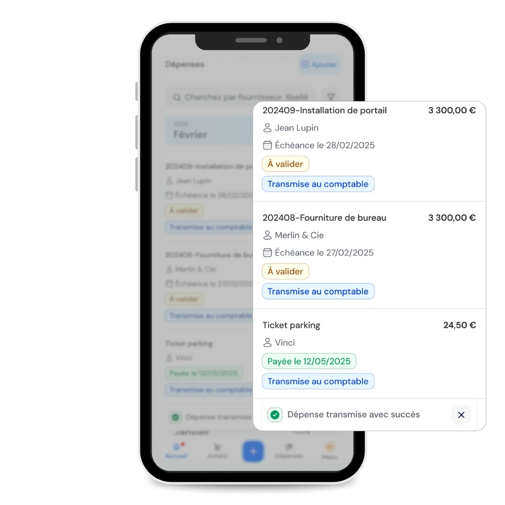 Mockup de l'application mobile montrant l'édition de factures.